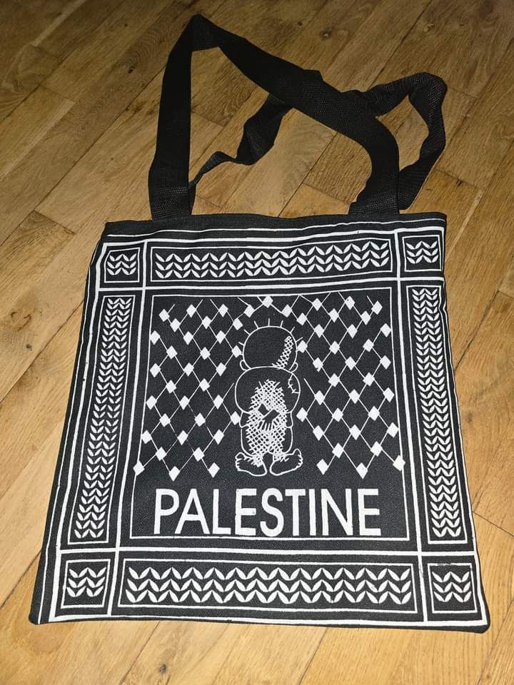 Tote bag - Screen painted handala - Produced by Palestinians in Jordan