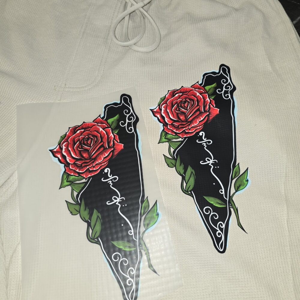 DTF - Iron-on Patch - Palestine Map - Red Rose