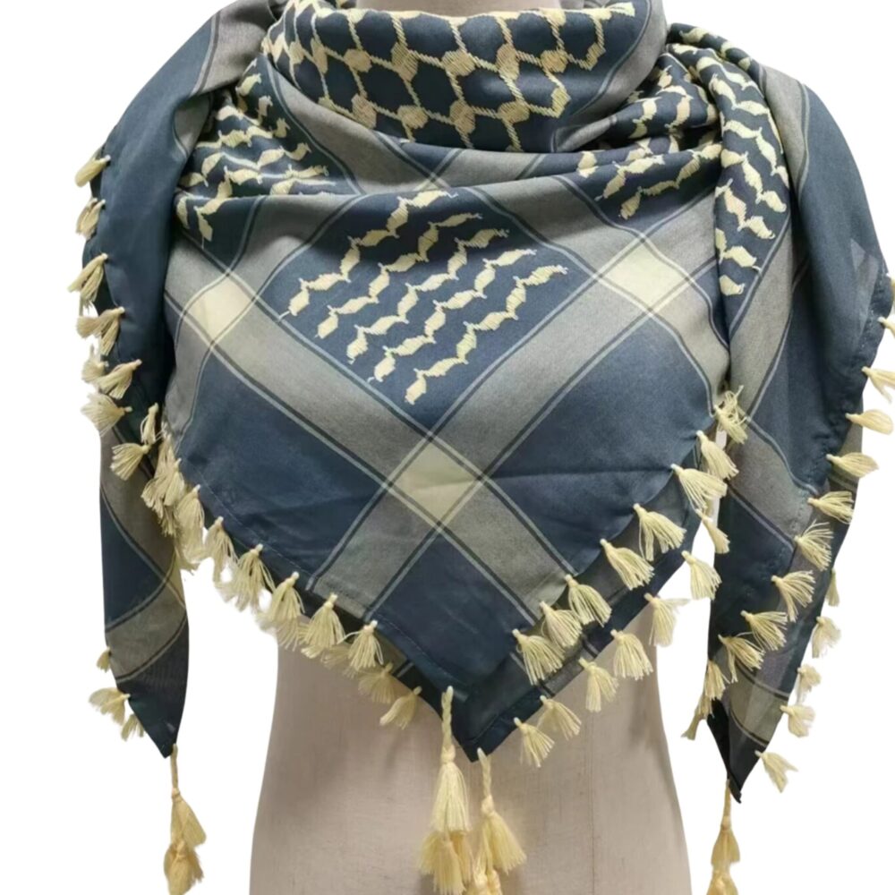 Keffiyeh/Kuffiye - (Teal) blue and beige (Woven)