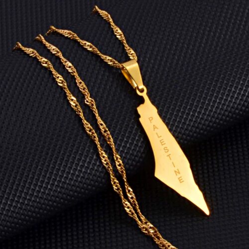 Necklace - Palestine map gold plated