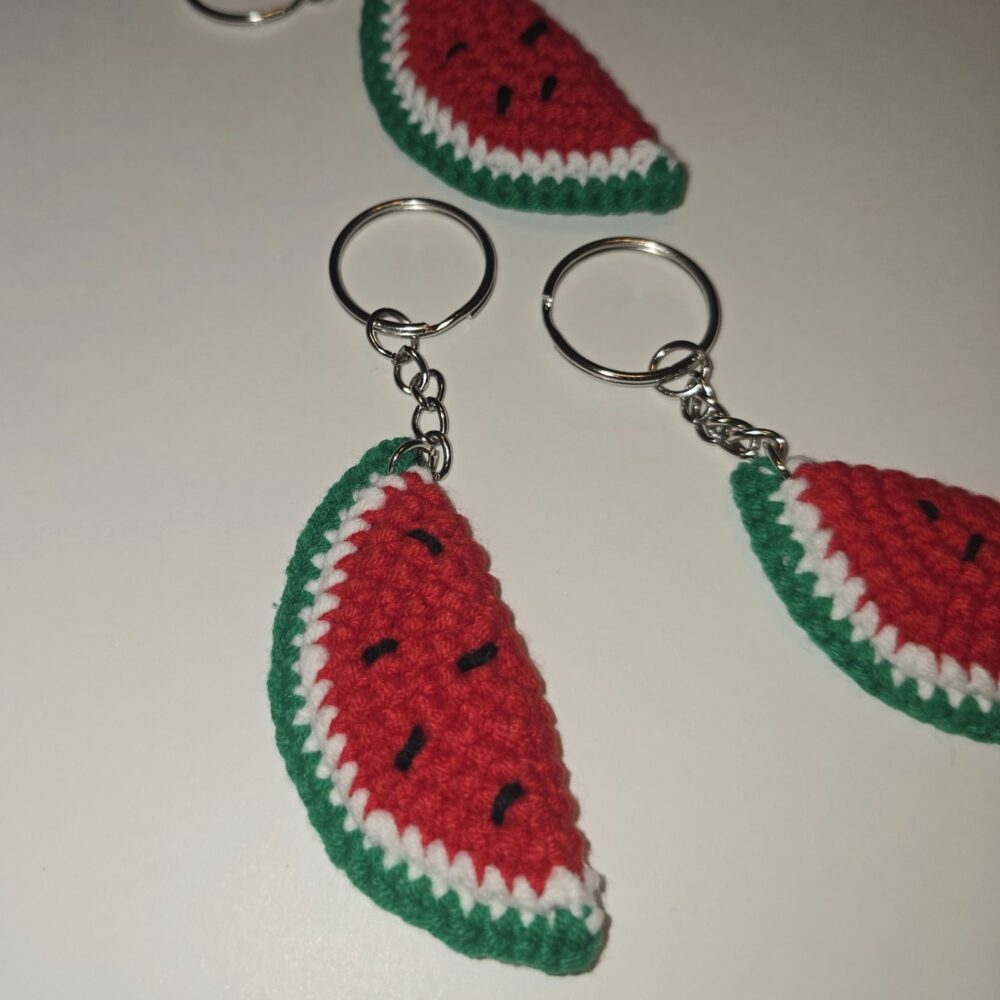 Crocheted watermelon keychain - 1 piece