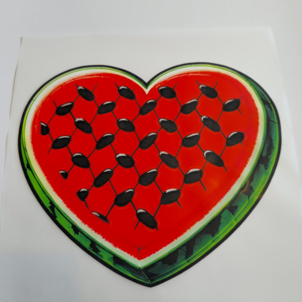 Dtf - Iron-on patch - Watermelon heart with keffiyeh pattern