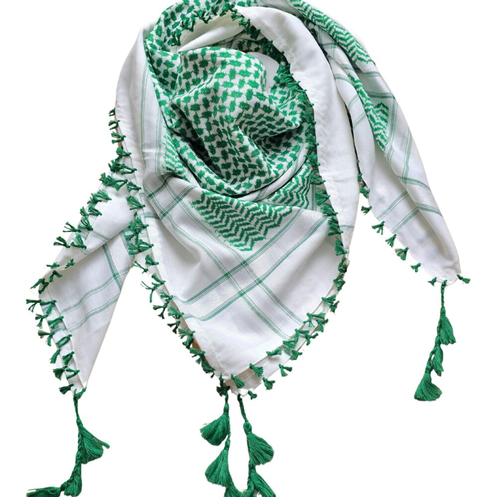 Keffiyeh - Light green and white, extra soft and strong (Woven)