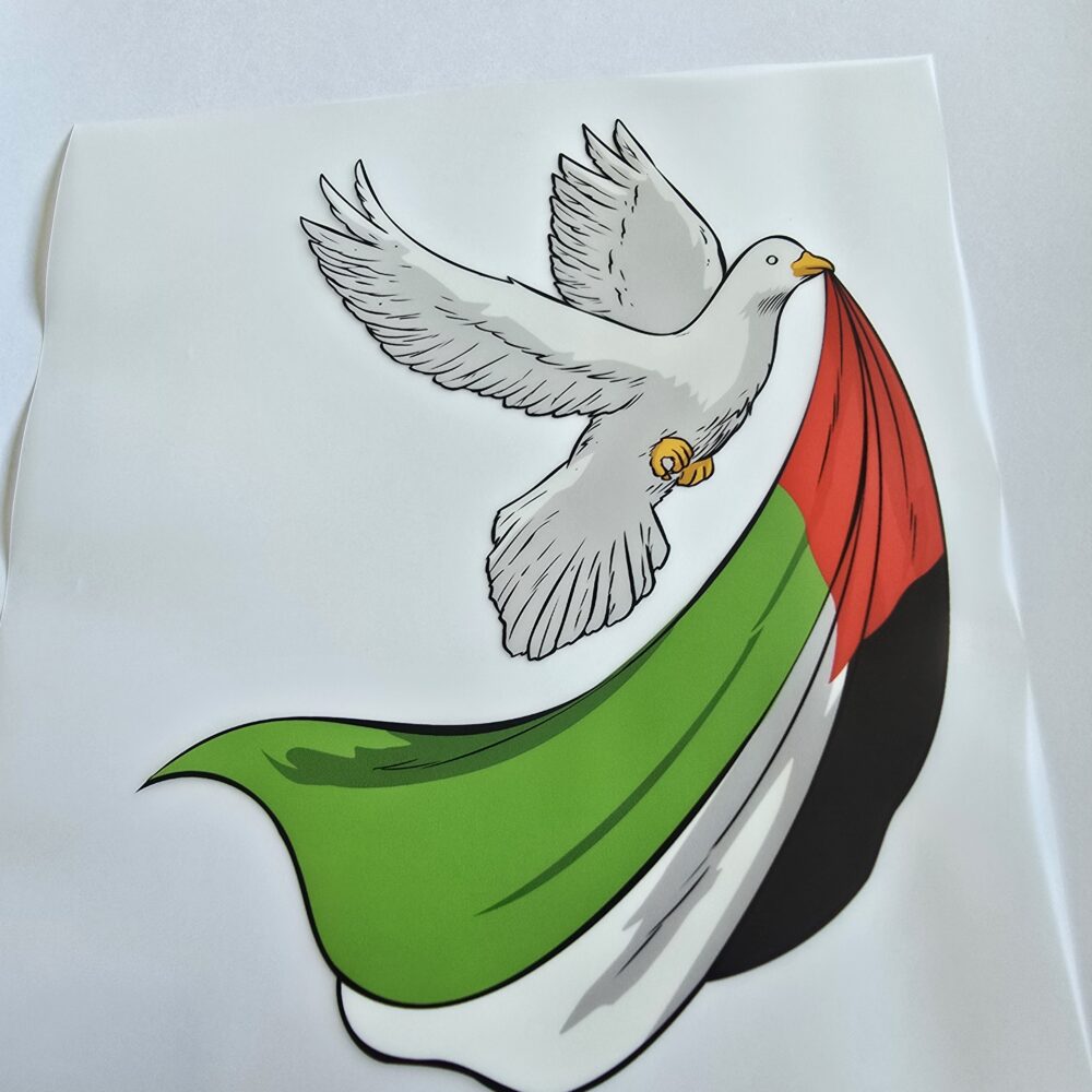 DTF - Iron-on patch - Dove of Peace with Palestine flag