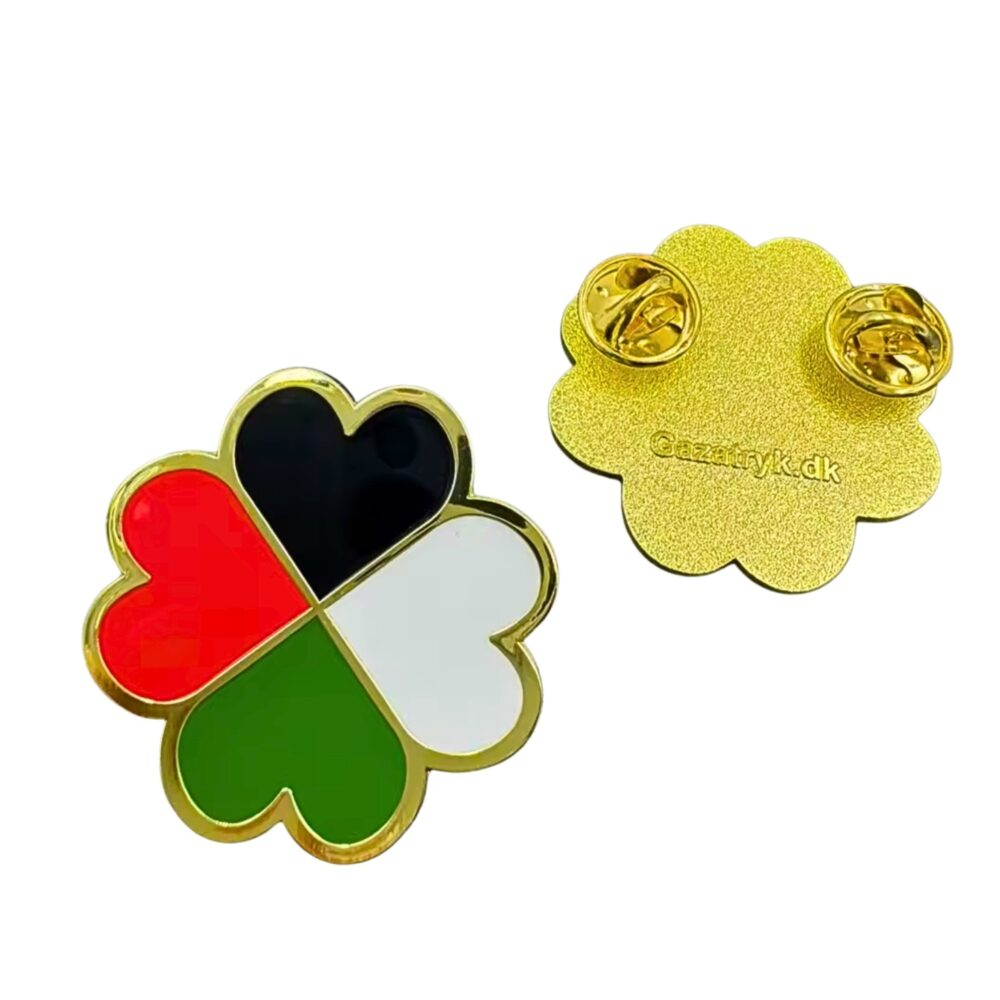 Brooch/pin - Palestine hearts (4 clovers) - Gold