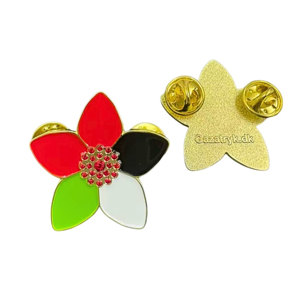 Brooch/pin - Palestine flower - Red crystal