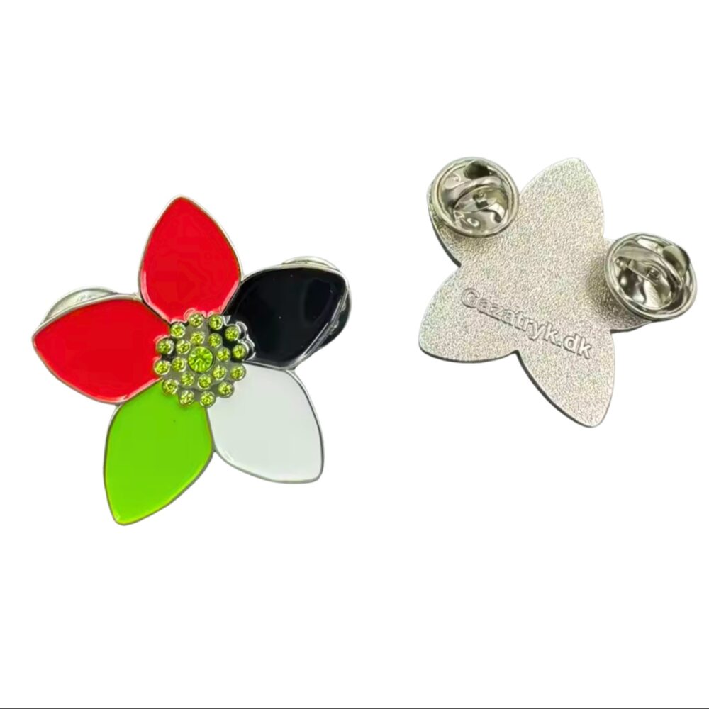 Brooch/pin - Palestine flower - Green crystal