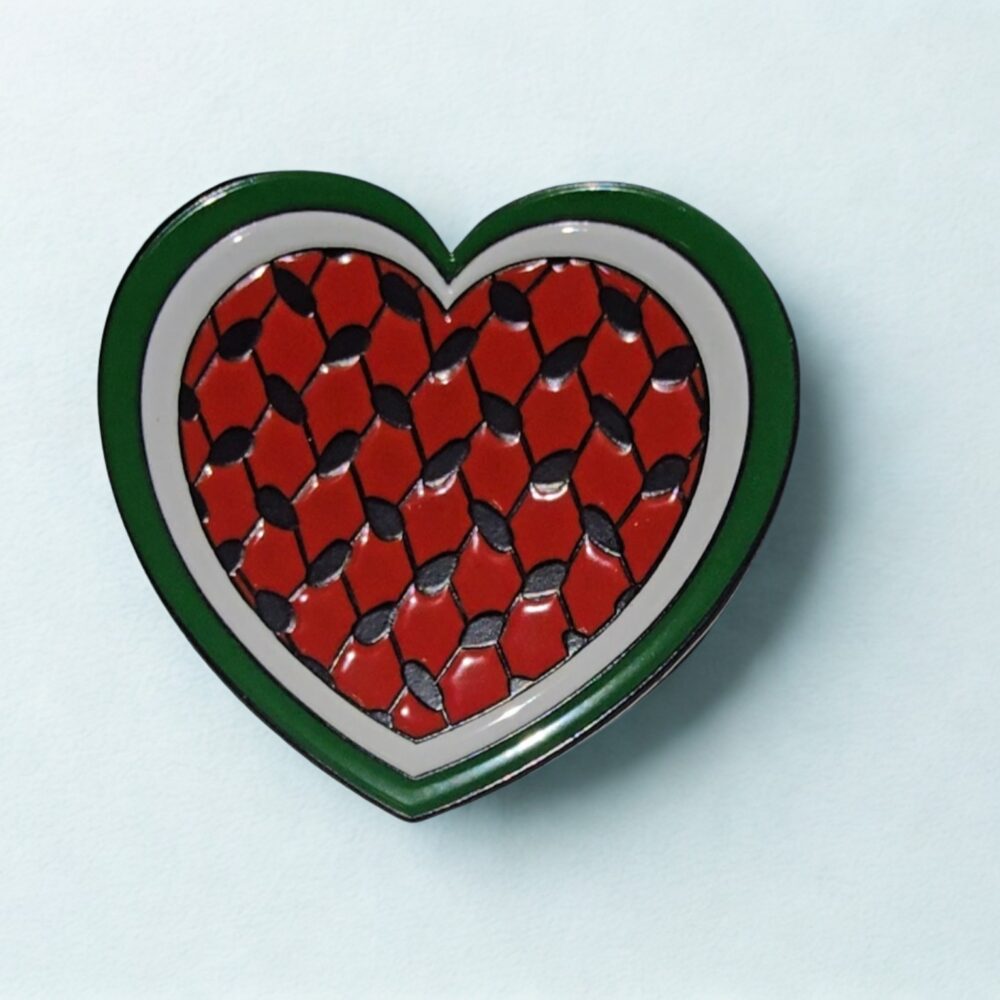 Brooch/pin - Keffiyeh watermelon heart
