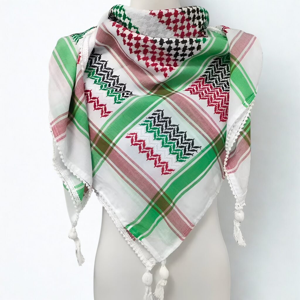 Keffiyeh/Kuffiyeh - Red/Green/White/Black (Woven)