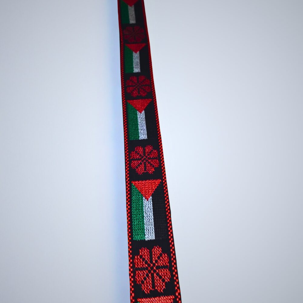 Bag strap - Embroidered Palestine flag + poppy