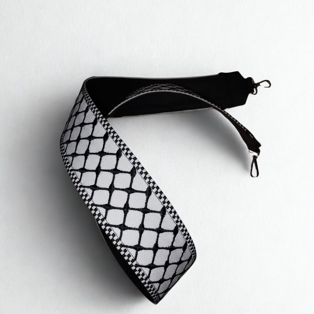 Bag Strap - (Woven) White/Black Keffiyeh