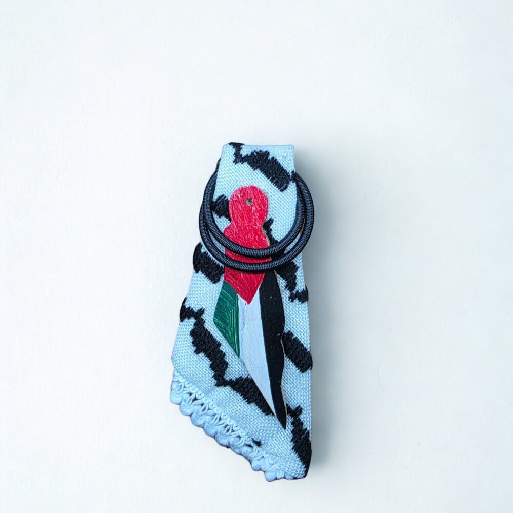 Magnet - with woven keffiyeh and hand-painted Palestine map