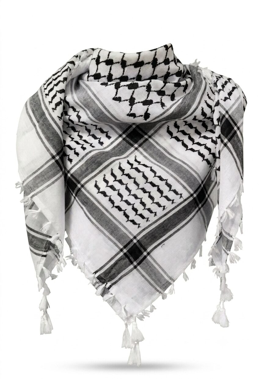 Keffiyeh - White and black - (Woven)